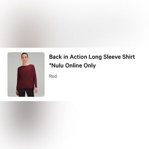 lululemon athletica burgundy back in action long sleeve